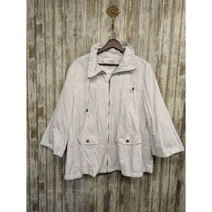 Coldwater Creek Women's Lightweight Jacket Zip 3/4 Bell Sleeve White Size 18